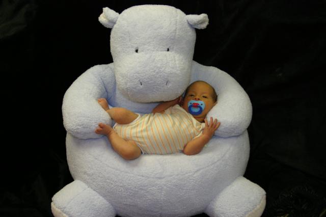 Chillin' in the hippo chair (Thanks Whitt & Kim!)