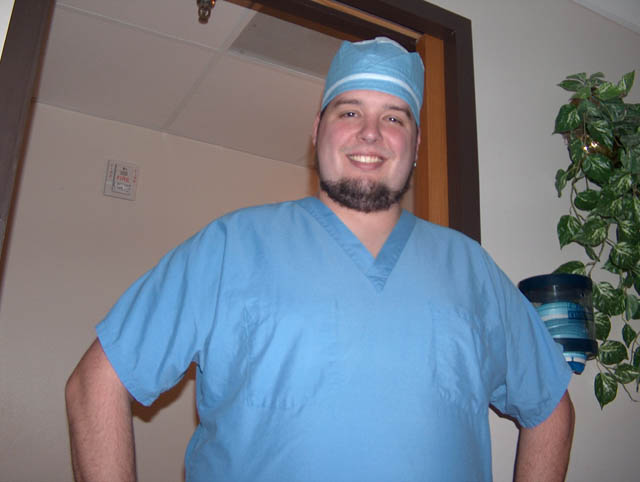 Dr. Jake, all scrubbed up!