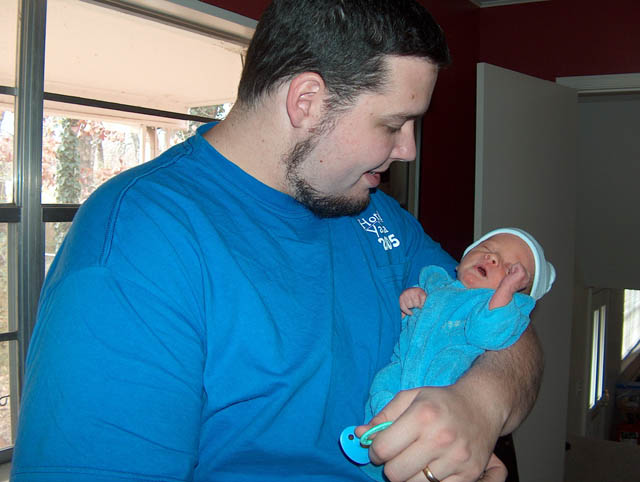 Daddy trying to wake Tyler up