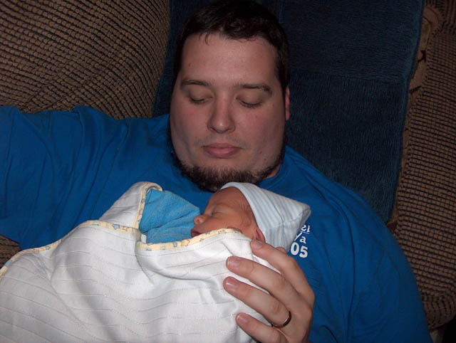 Daddy's chest is the best place to sleep!