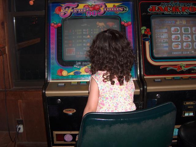 A future Vegas girl? (No, we weren't really letting her play!)
