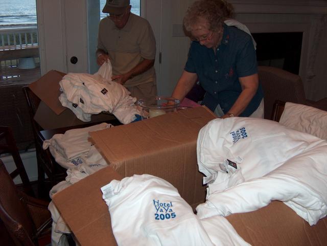 Checking out the shirts -- we all loved them!
