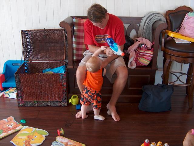 Come on, Dad, share your toys!