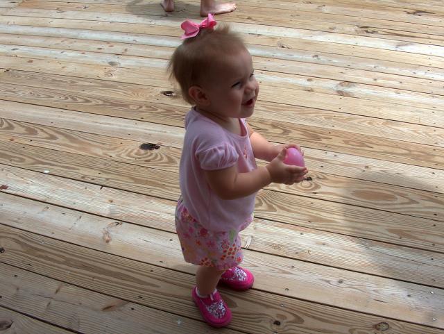 Charli loved the water balloons!