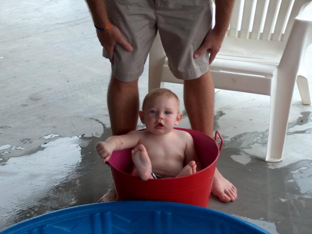 Baby in a bucket
