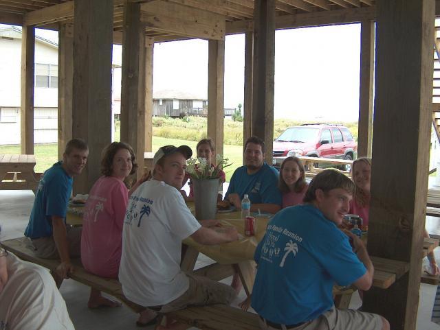 Okay, now everyone stop eating and smile!