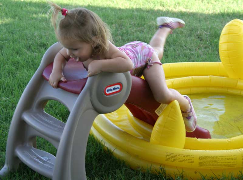 And climbing back up the slide