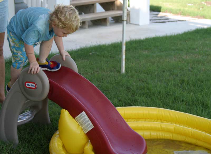 SLIDE, Jonathan, DON'T JUMP! (Wish I'd gotten a picture of the jumping, but we were all trying too hard not to laugh.)
