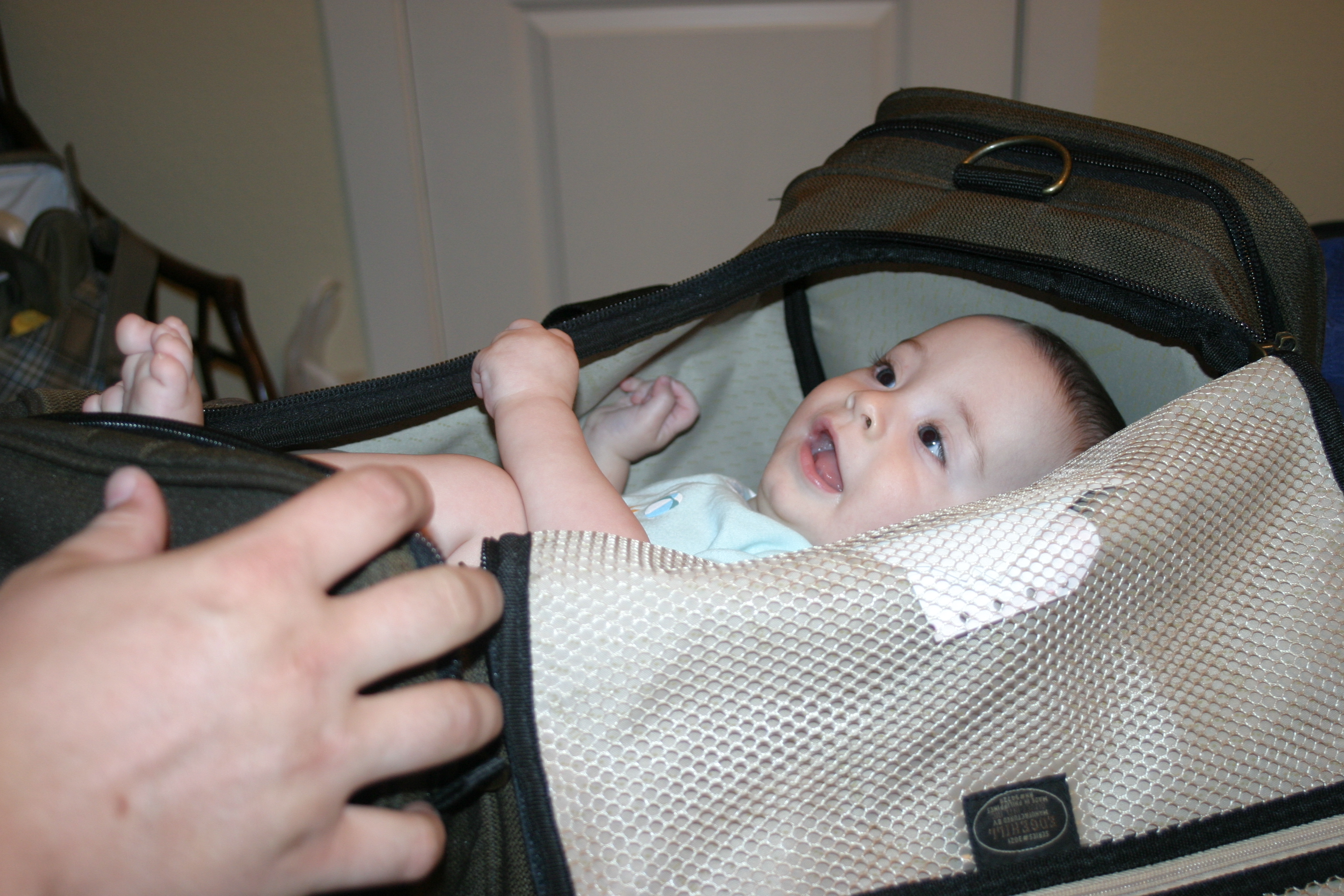 Getting packed in Daddy's bag