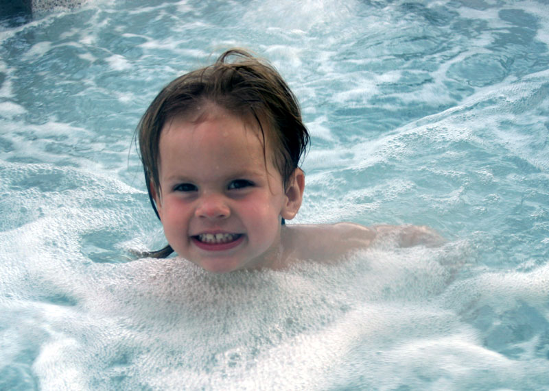 Charli in the hot tub