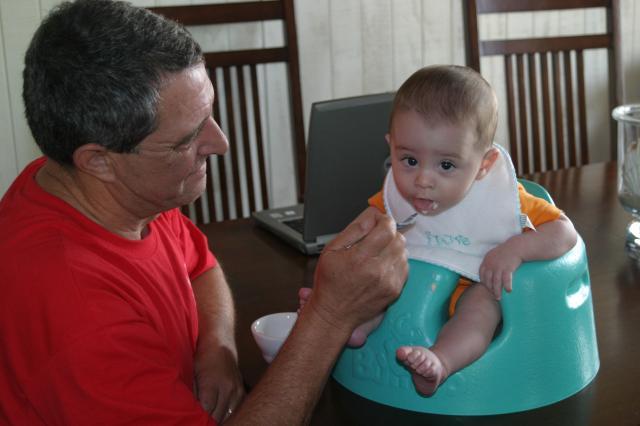Cereal tastes better when Papa Joe feeds it to me!