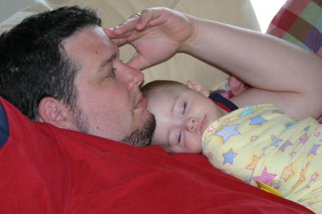 Napping on Daddy's chest