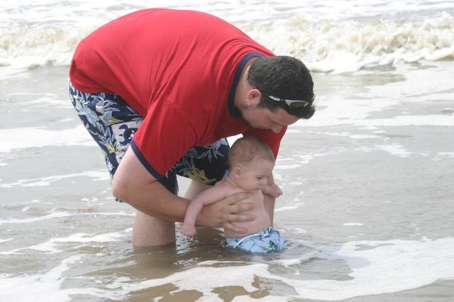 Taking a dip in the waves!