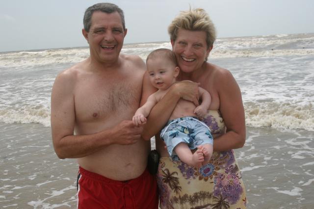 At the beach with Gammy & Papa Joe