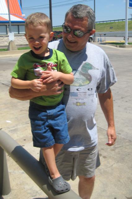 Papa can even make gas stations fun!