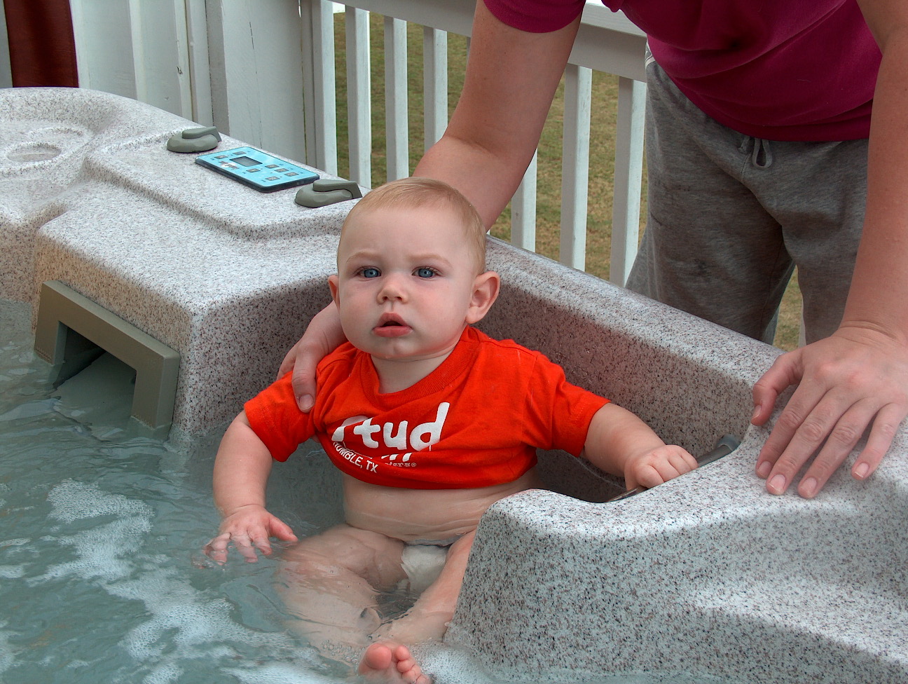 Jonathan's shirt says "Stud Muffin" -- which he definitely is!
