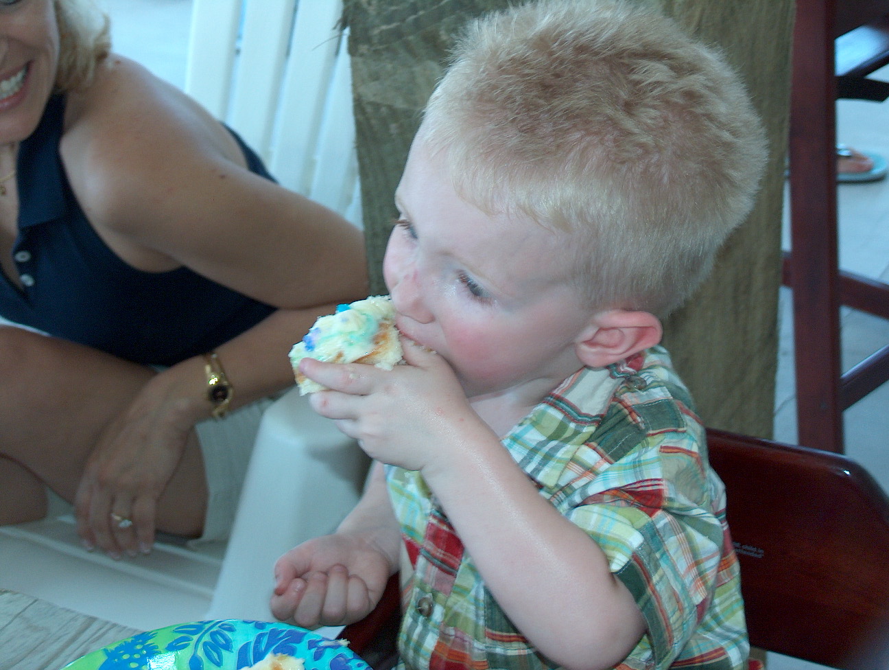 Logan ate his cake like a big boy!