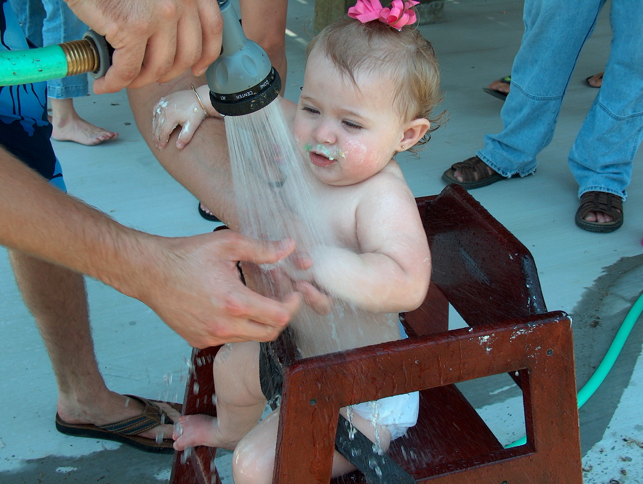 Emily getting hosed off