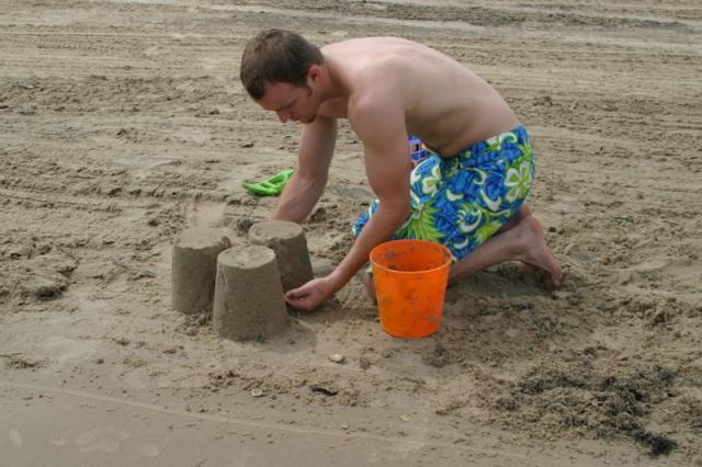Uncle Dan builds a castle