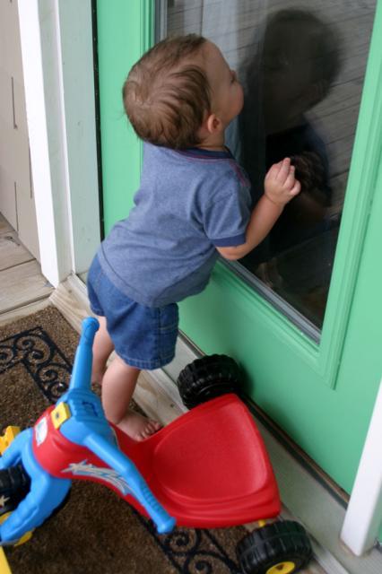 Kissing Ty in the window