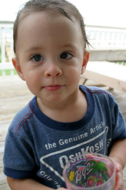 Having a drink on the deck