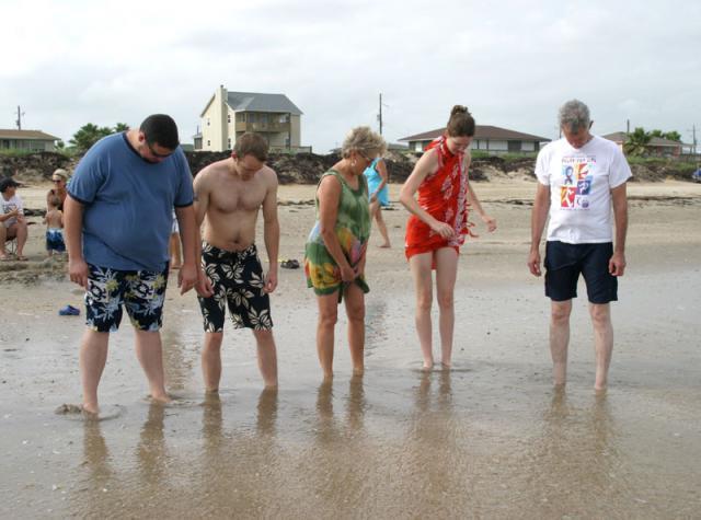 Feet burying contest