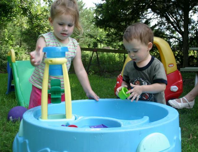 Playing with Charli's water table