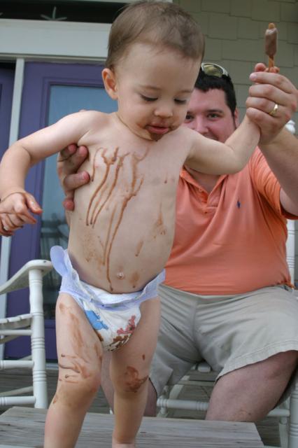 Sorry about your shorts, Dad!