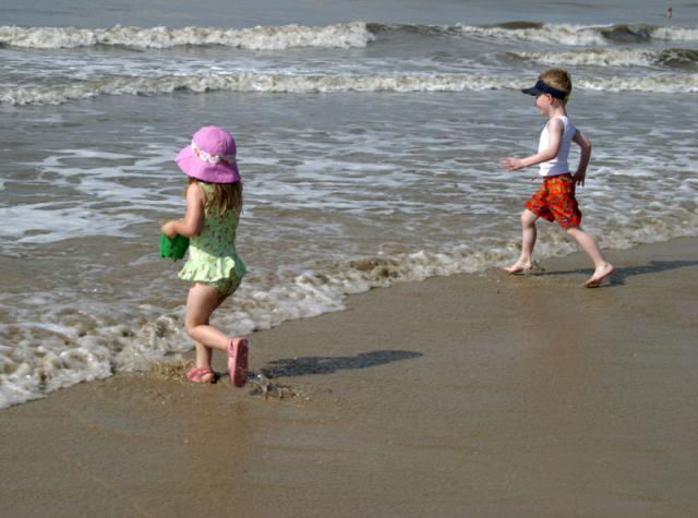 Racing into the waves