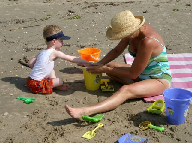 Building a sand castle with Mimi