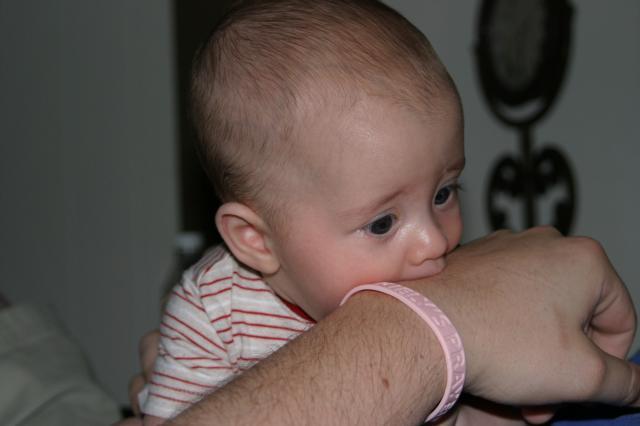Just checking to see if Dad's wrist has milk ~ April 8, 2006