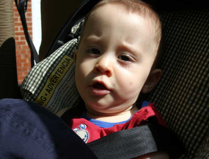 Wow, it's bright out here, Mom! I should really be wearing a hat! ~ August 29, 2006