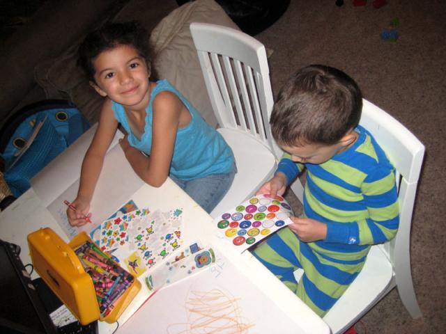 Making birthday cards for Jill/Mom ~ August 11, 2009