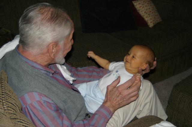 Tyler loves his great grandpa ~ February 13, 2006