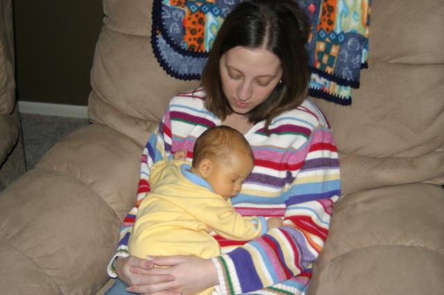 Napping on Mama ~ February 16, 2006