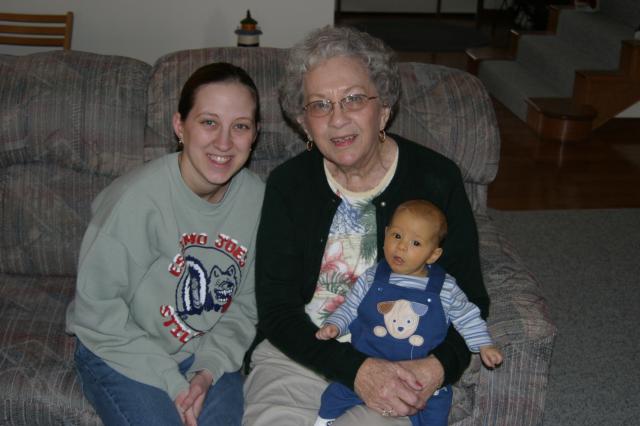 Tyler loves his great grandma! ~ February 19, 2006