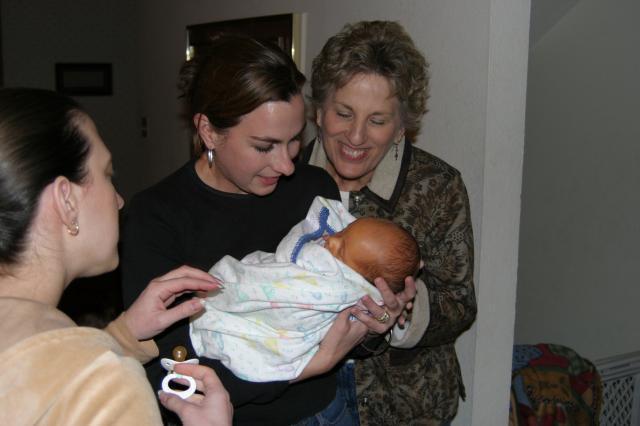 Jodi & Aunt Di admiring Tyler ~ January 13, 2006