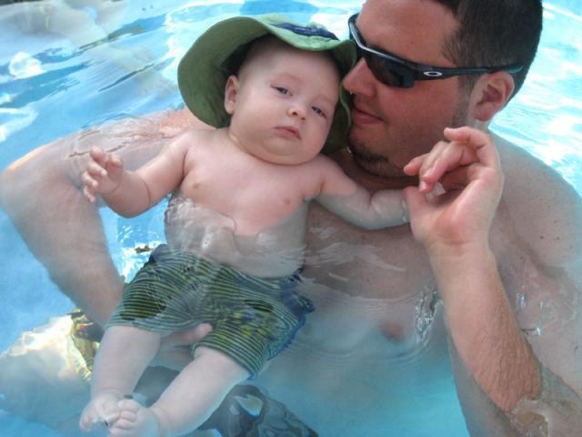 Daddy and Ollie in the pool ~ July 2, 2009