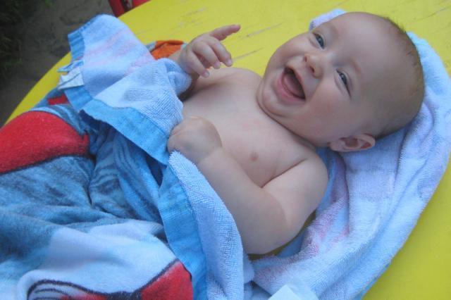 Loved his first swim ~ July 2, 2009