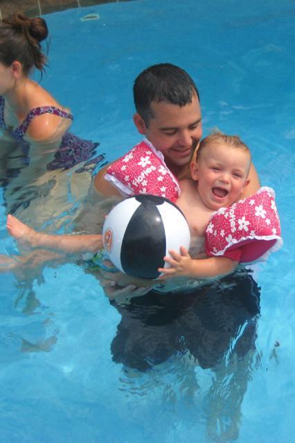 Kevin and Sam play ball ~ July 4, 2009