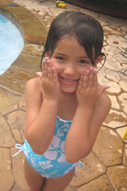 Gracie's manicure matches her swimsuit ~ July 4, 2009