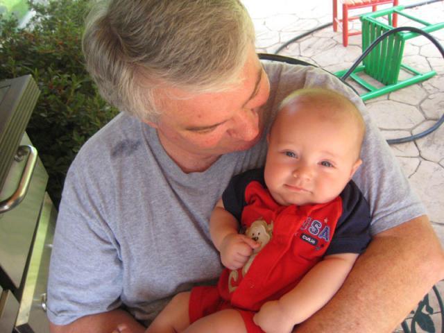 Happy boy in Granddaddy's arms ~ July 4, 2009