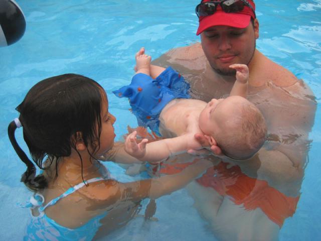 Helping Oliver float ~ July 4, 2009