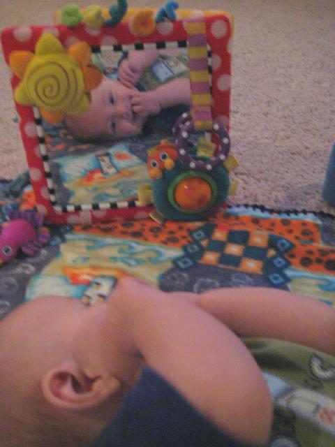 Baby in the mirror ~ July 14, 2009