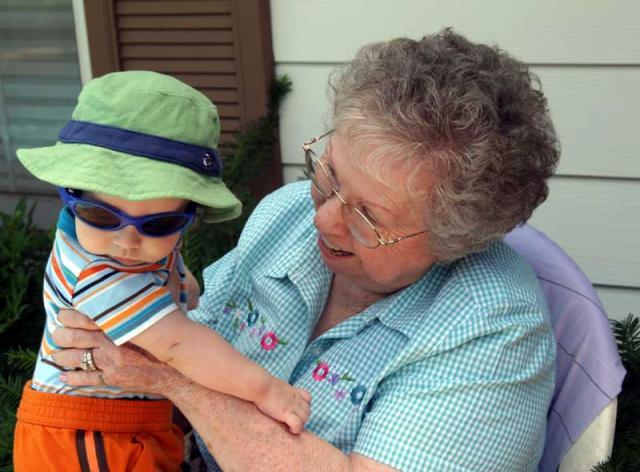 Sitting in the shade with Mamaw ~ June 24, 2006
