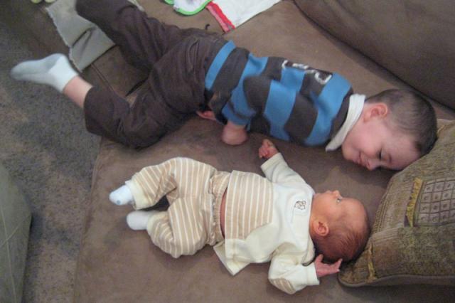 Another brotherly chat on the couch ~ March 24, 2009