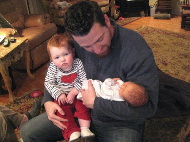 Uncle Kyle and Elyn meet Oliver ~ March 11, 2009