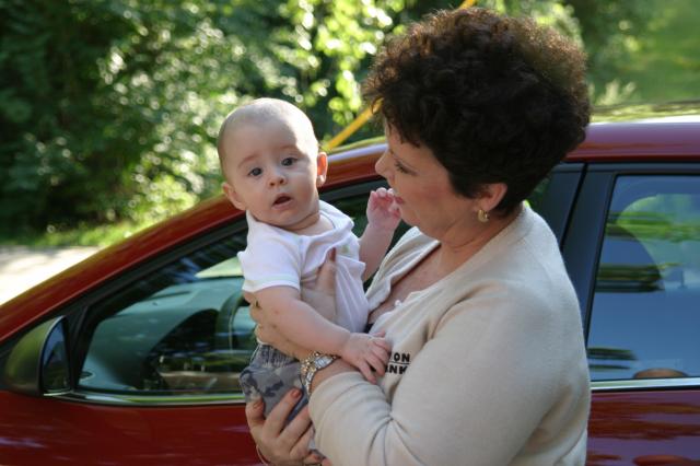 Aunt Janet came to show Tyler her new car! ~ May 10, 2006