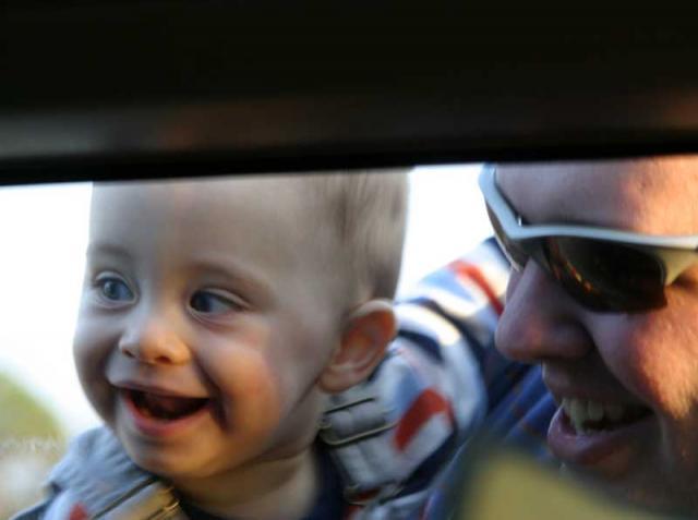 Checking out their reflections in the car window ~ November 10, 2006