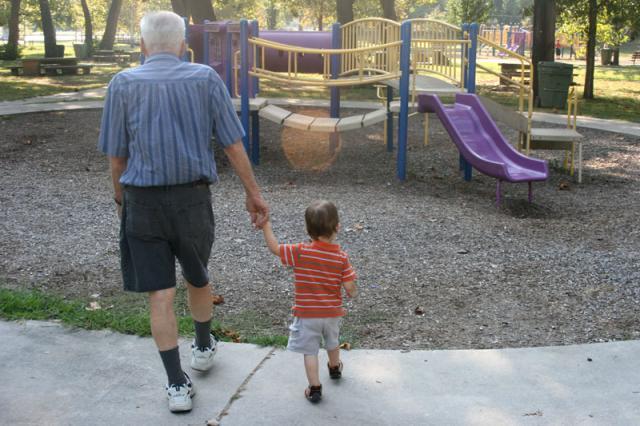 Taking Grandpa to the park ~ September 24, 2007